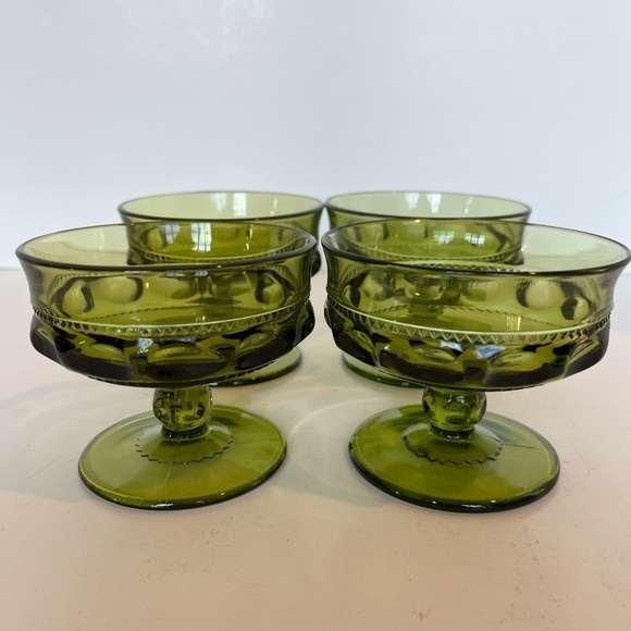 Indiana Glass Kings Crown Thumbprint Design Footed Sherbet Dishes - Picture 2 of 10